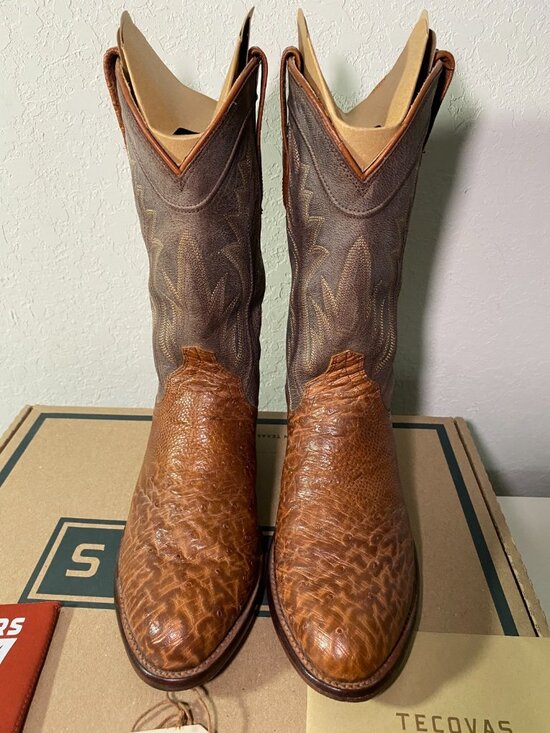 Tecovas The Weston Russet Smooth Ostrich Western Cowboy Boots Men\'s 9.5 D main image 9